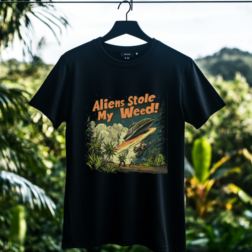 "Aliens Stole My Weed!", Funny Alien T-Shirt,