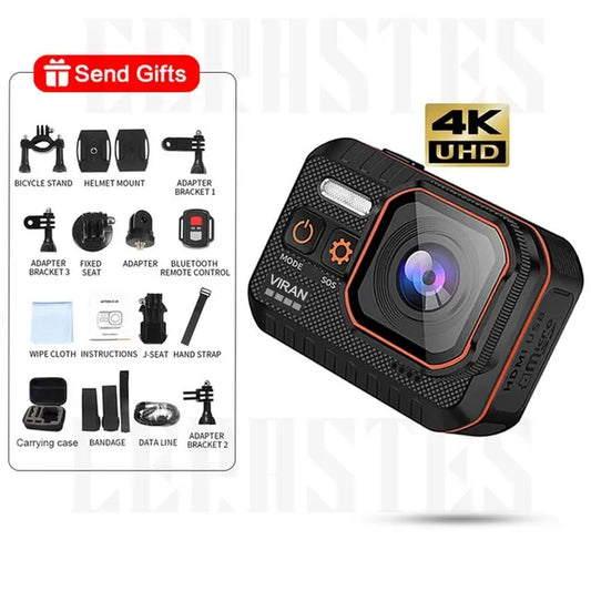 Action Camera 4K60FPS with Remote Control Screen Waterproof Sport Camera Drive Recorder Sports Camera Helmet Action Cam