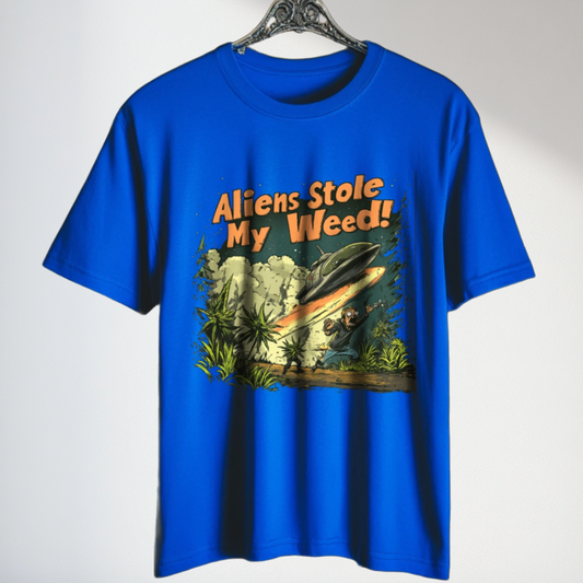 "Aliens Stole My Weed!", Funny Alien T-Shirt,