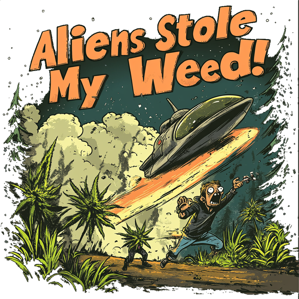 "Aliens Stole My Weed!", Funny Alien T-Shirt,