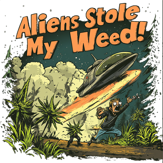 "Aliens Stole My Weed!", Funny Alien T-Shirt,