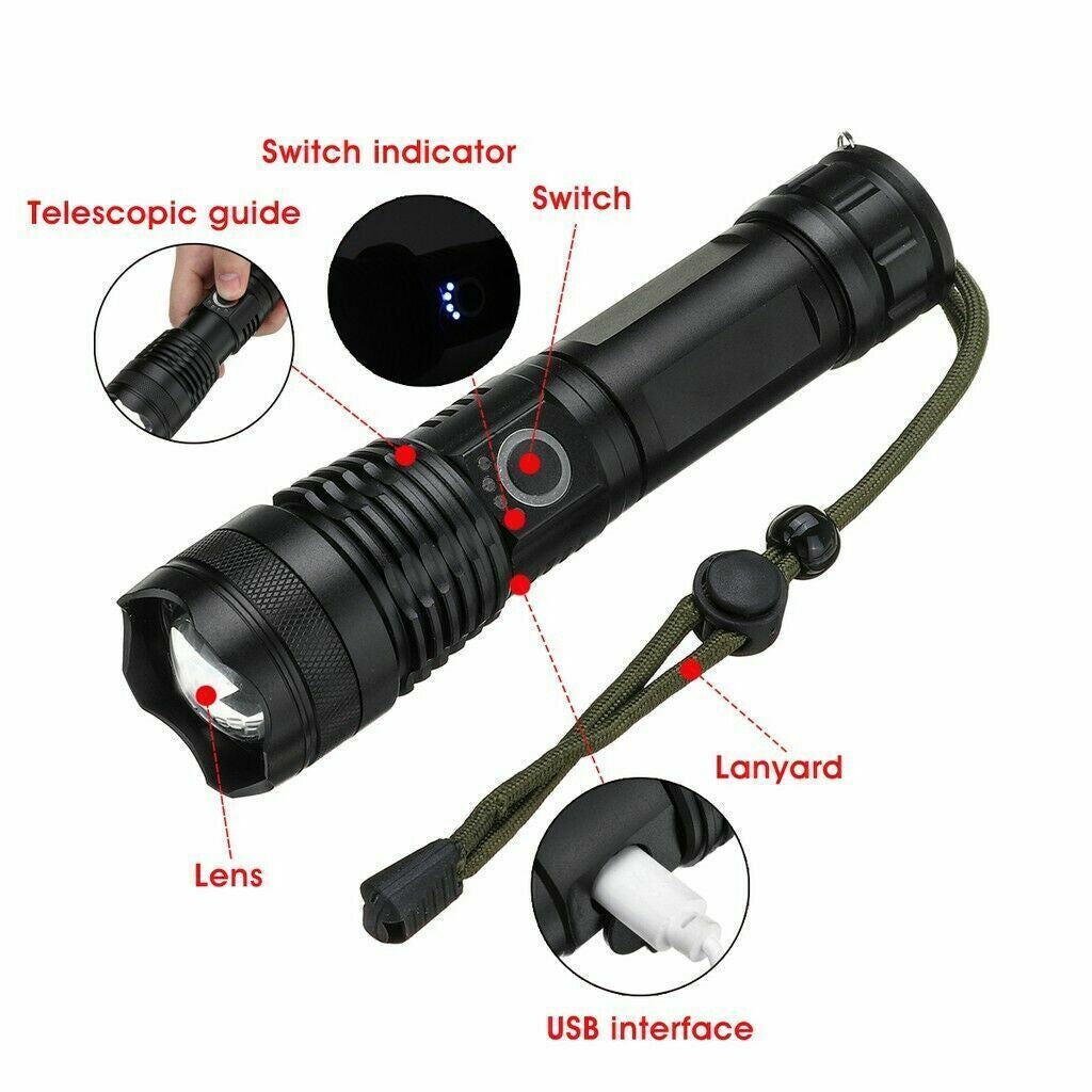 TORCIA TATTICA / MILITARE LED CREE T6 BATTERIA RICARICABILE ZOOM A90-P50